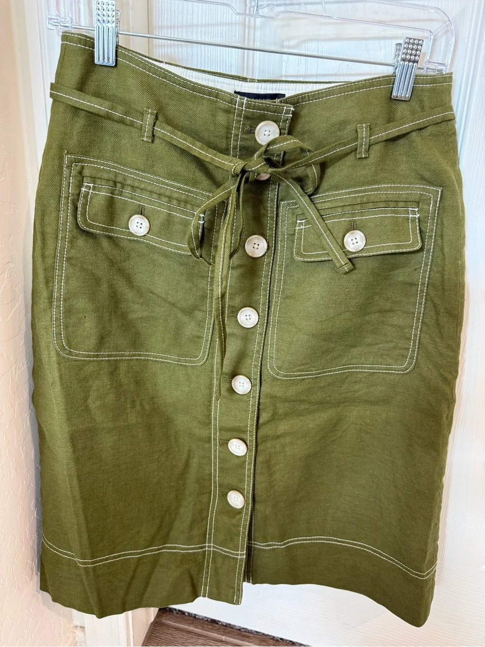 J. Crew Olive Green Button-Front Mini Skirt